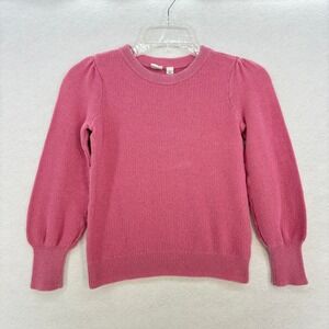 GAP Kids Girls Pink Glitter Sweater Top MEDIUM Cotton Blend Knit Top Puff Sleeve